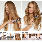 Professional Spiral Wave Curl And Straight Iron Styling Tools 2 in 1 Hair Curler & Straightener Twisted Ionic Flat Iron Styler