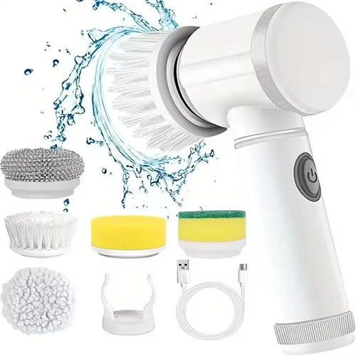 🟦 5-in-1 Electric Spin Scrubber – Cordless, USB Rechargeable, Deep Cleaning Made Easy!